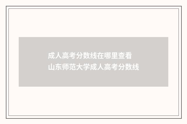 成人高考分数线在哪里查看 山东师范大学成人高考分数线