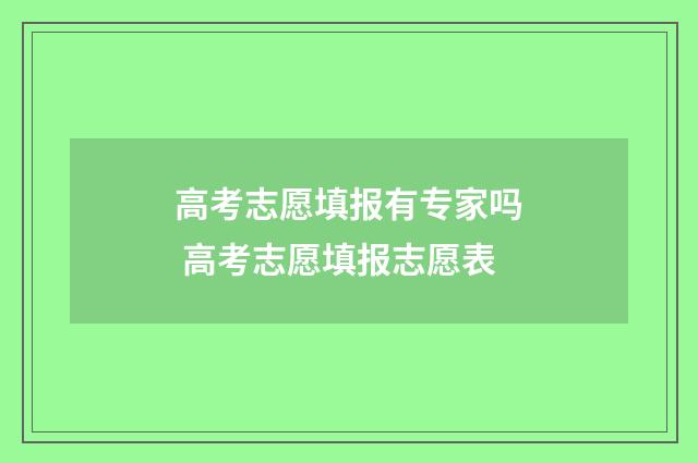 高考志愿填报有专家吗 高考志愿填报志愿表