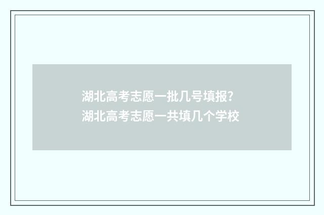 湖北高考志愿一批几号填报？ 湖北高考志愿一共填几个学校