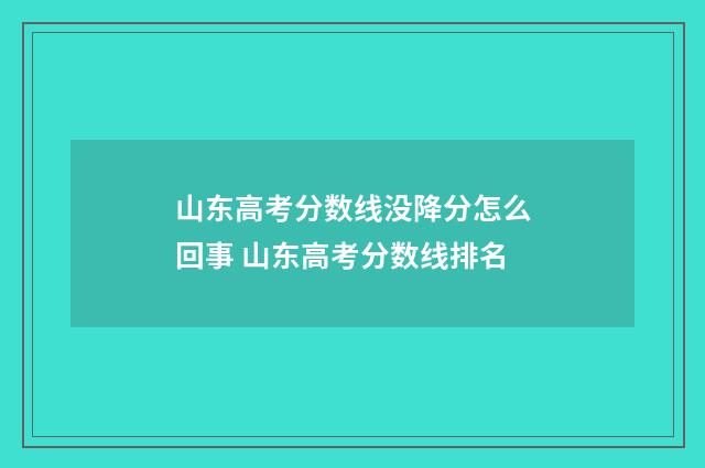山东高考分数线没降分怎么回事 山东高考分数线排名