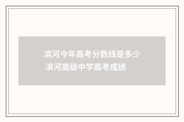 滨河今年高考分数线是多少 滨河高级中学高考成绩
