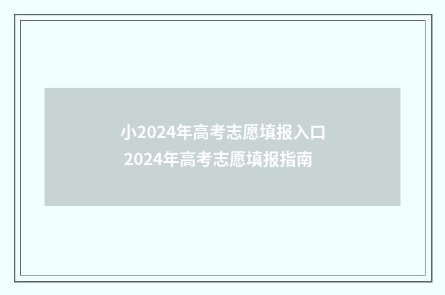 小2024年高考志愿填报入口 2024年高考志愿填报指南