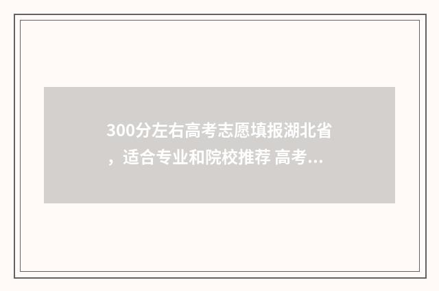300分左右高考志愿填报湖北省，适合专业和院校推荐 高考分数在300分左右报哪些大学