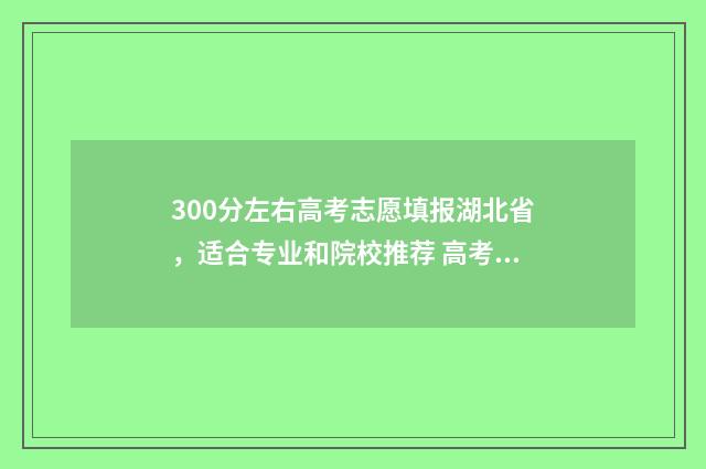 300分左右高考志愿填报湖北省，适合专业和院校推荐 高考分数在300分左右报哪些大学