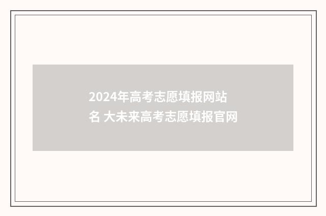 2024年高考志愿填报网站名 大未来高考志愿填报官网
