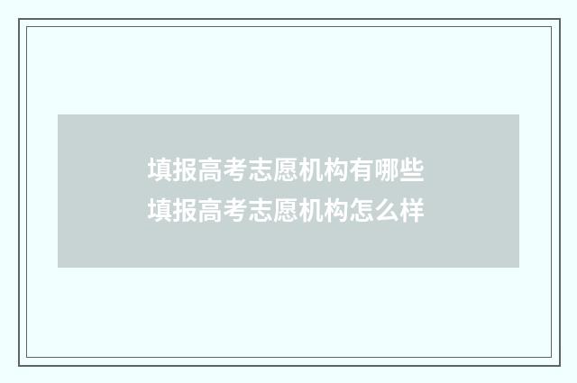 填报高考志愿机构有哪些 填报高考志愿机构怎么样