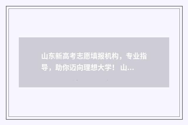 山东新高考志愿填报机构，专业指导，助你迈向理想大学！ 山东新高考志愿填报投档比例是多少