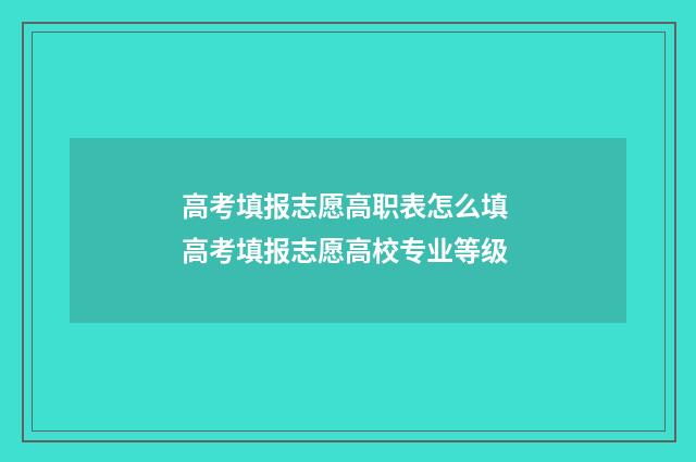 高考填报志愿高职表怎么填 高考填报志愿高校专业等级