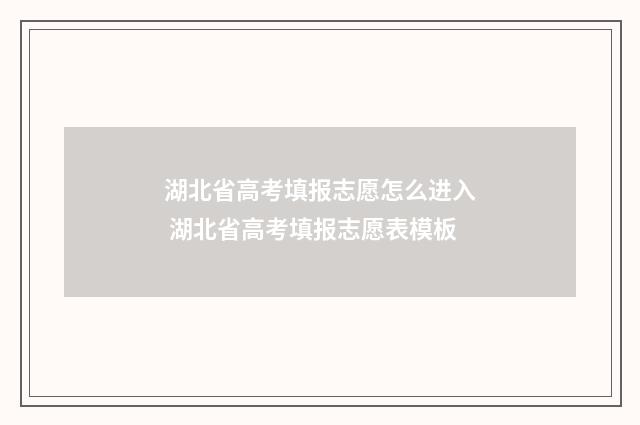 湖北省高考填报志愿怎么进入 湖北省高考填报志愿表模板