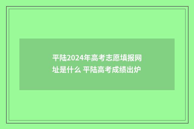 平陆2024年高考志愿填报网址是什么 平陆高考成绩出炉