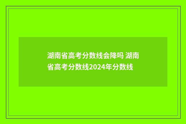 湖南省高考分数线会降吗 湖南省高考分数线2024年分数线