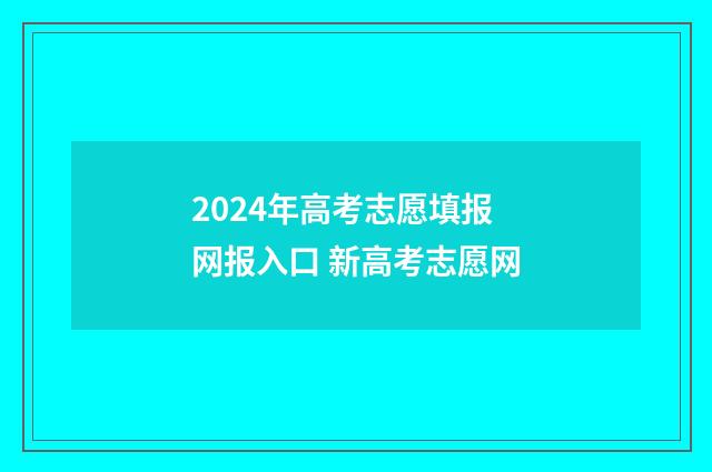 2024年高考志愿填报网报入口 新高考志愿网
