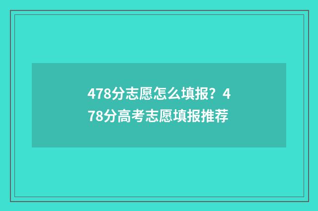 478分志愿怎么填报？478分高考志愿填报推荐