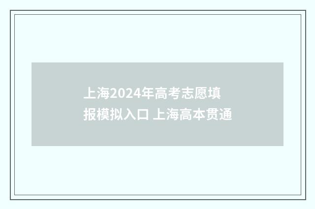 上海2024年高考志愿填报模拟入口 上海高本贯通