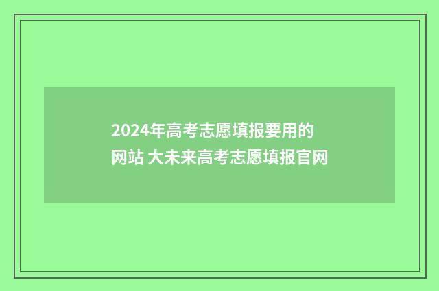 2024年高考志愿填报要用的网站 大未来高考志愿填报官网