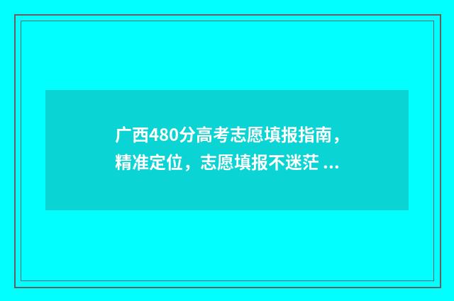 广西480分高考志愿填报指南，精准定位，志愿填报不迷茫 广西高考450