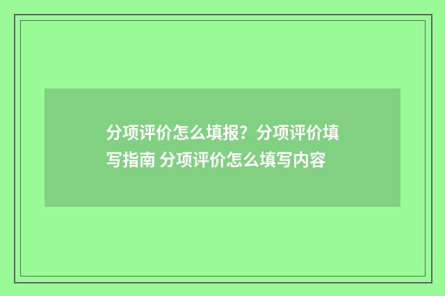 分项评价怎么填报？分项评价填写指南 分项评价怎么填写内容