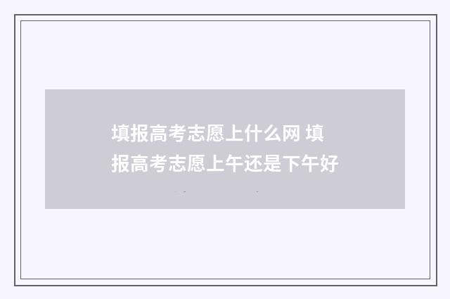 填报高考志愿上什么网 填报高考志愿上午还是下午好