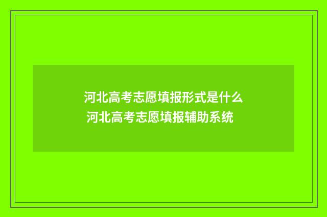 河北高考志愿填报形式是什么 河北高考志愿填报辅助系统