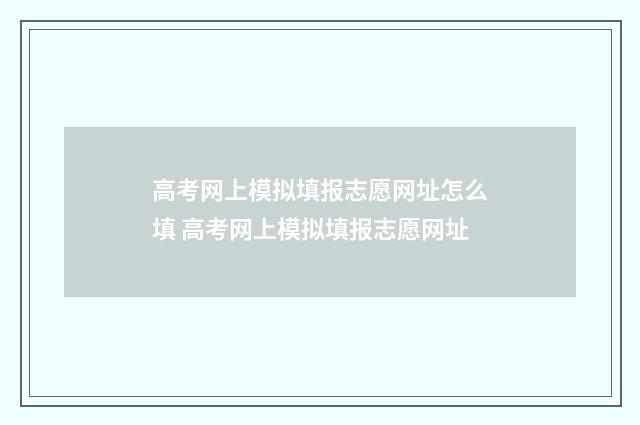 高考网上模拟填报志愿网址怎么填 高考网上模拟填报志愿网址