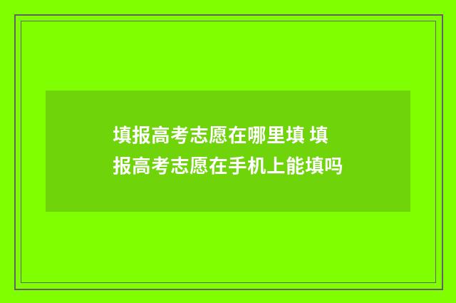 填报高考志愿在哪里填 填报高考志愿在手机上能填吗