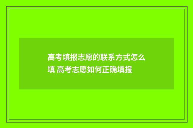 高考填报志愿的联系方式怎么填 高考志愿如何正确填报