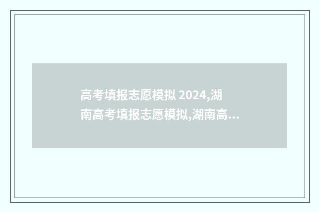 高考填报志愿模拟 2024,湖南高考填报志愿模拟,湖南高考志愿系统模拟 高考填报志愿模拟表