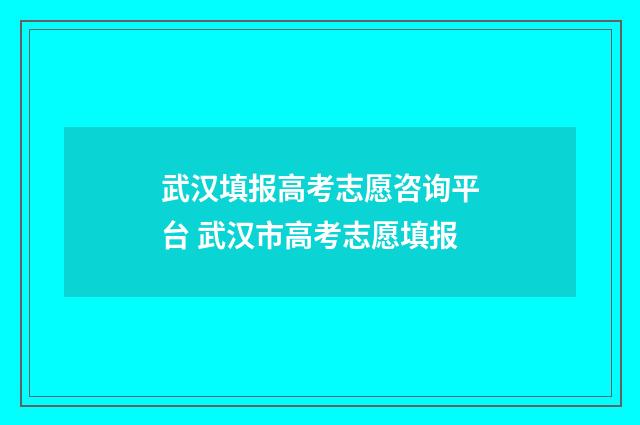 武汉填报高考志愿咨询平台 武汉市高考志愿填报