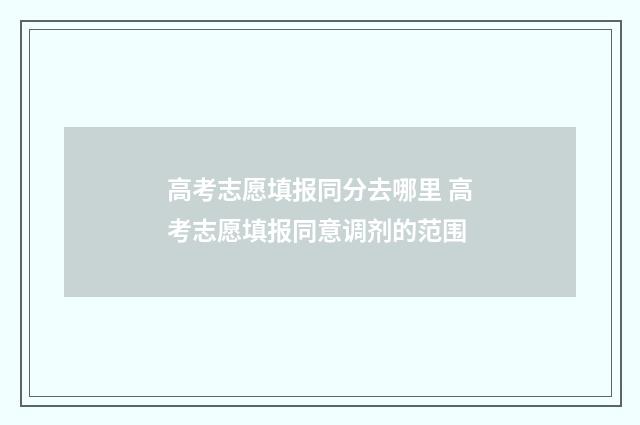 高考志愿填报同分去哪里 高考志愿填报同意调剂的范围