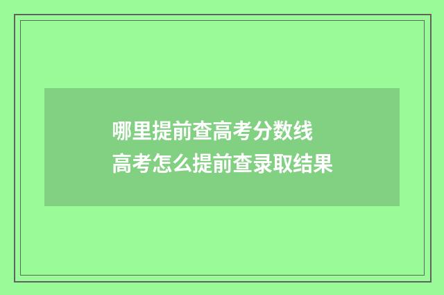 哪里提前查高考分数线 高考怎么提前查录取结果