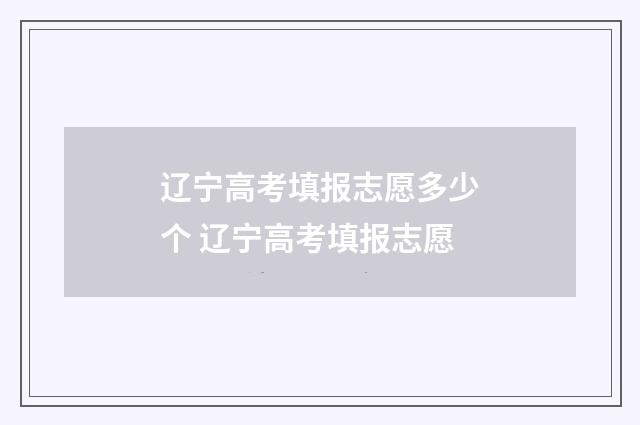 辽宁高考填报志愿多少个 辽宁高考填报志愿