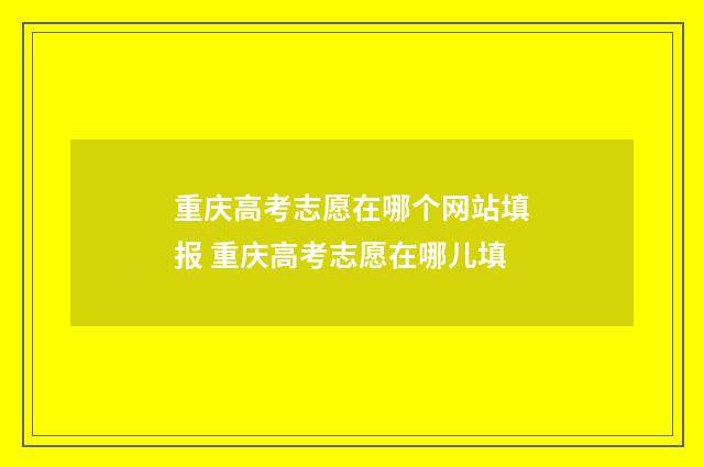 重庆高考志愿在哪个网站填报 重庆高考志愿在哪儿填