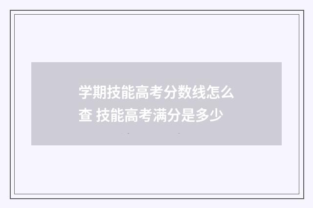 学期技能高考分数线怎么查 技能高考满分是多少