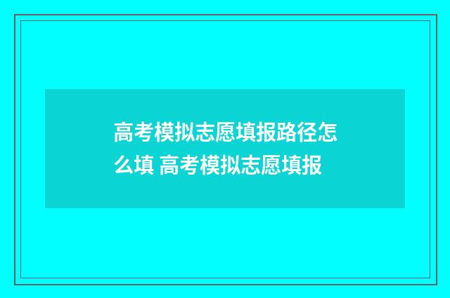 高考模拟志愿填报路径怎么填 高考模拟志愿填报