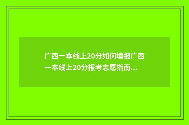广西一本线上20分如何填报广西一本线上20分报考志愿指南 2021广西一本线是多少
