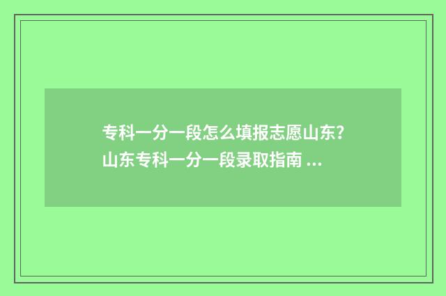 专科一分一段怎么填报志愿山东？山东专科一分一段录取指南 有没有专科的一分一段表