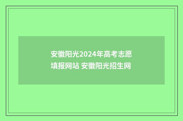 安徽阳光2024年高考志愿填报网站 安徽阳光招生网