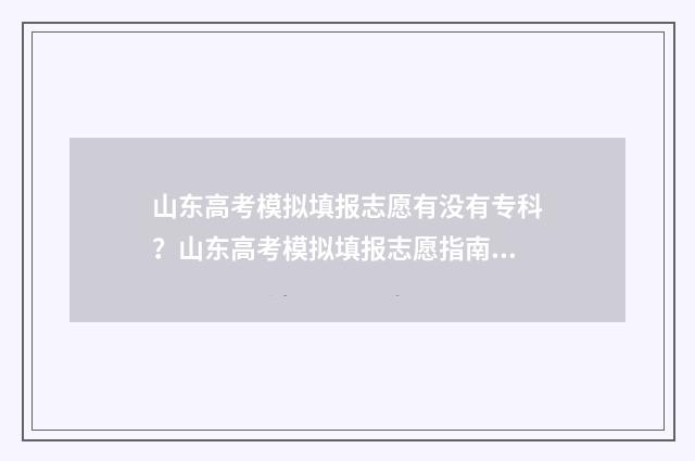 山东高考模拟填报志愿有没有专科？山东高考模拟填报志愿指南 山东高考模拟填报志愿系统