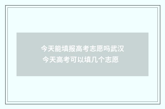 今天能填报高考志愿吗武汉 今天高考可以填几个志愿