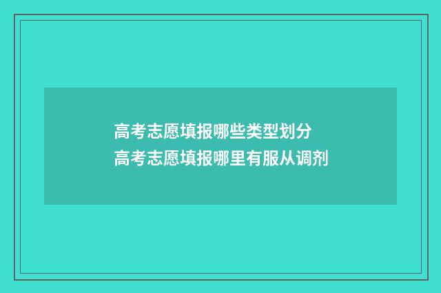 高考志愿填报哪些类型划分 高考志愿填报哪里有服从调剂