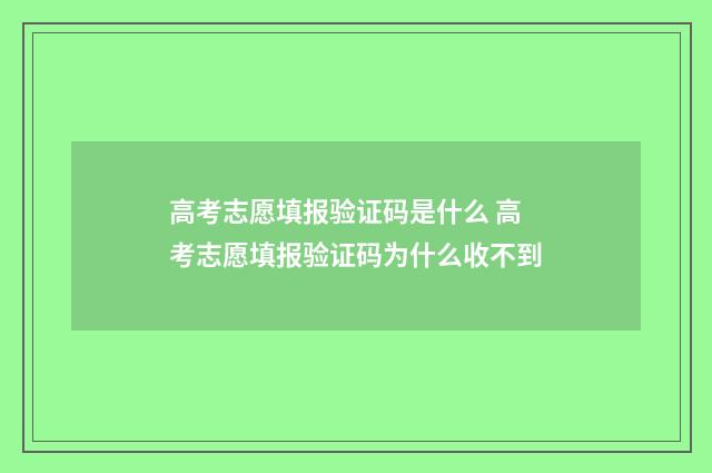 高考志愿填报验证码是什么 高考志愿填报验证码为什么收不到