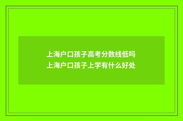 上海户口孩子高考分数线低吗 上海户口孩子上学有什么好处