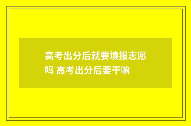高考出分后就要填报志愿吗 高考出分后要干嘛