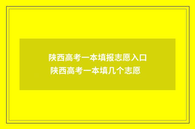 陕西高考一本填报志愿入口 陕西高考一本填几个志愿
