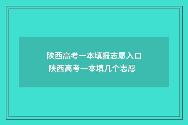 陕西高考一本填报志愿入口 陕西高考一本填几个志愿