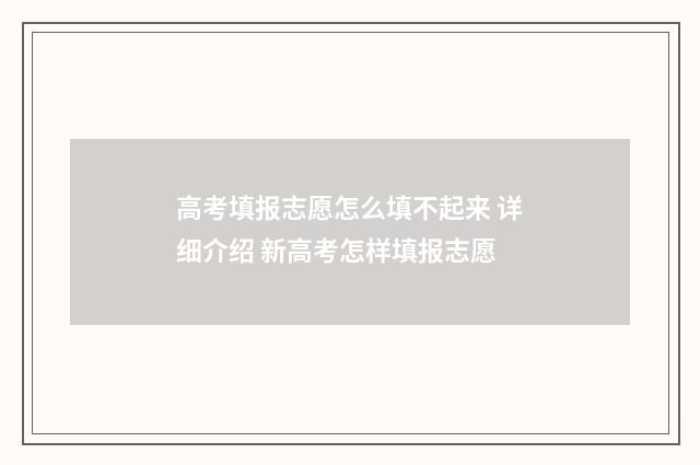 高考填报志愿怎么填不起来 详细介绍 新高考怎样填报志愿
