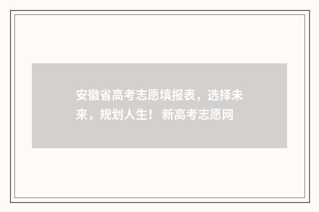 安徽省高考志愿填报表，选择未来，规划人生！ 新高考志愿网