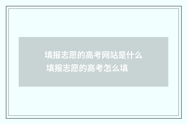 填报志愿的高考网站是什么 填报志愿的高考怎么填