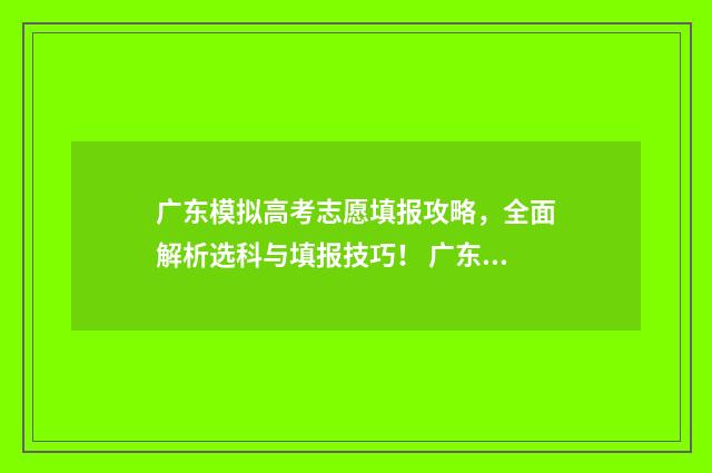 广东模拟高考志愿填报攻略，全面解析选科与填报技巧！ 广东模拟高考志愿选报系统