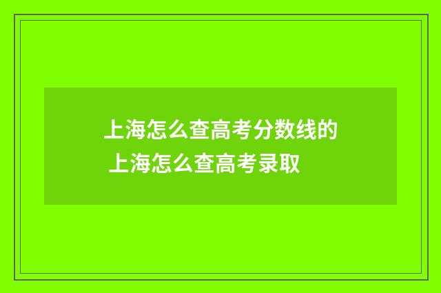 上海怎么查高考分数线的 上海怎么查高考录取